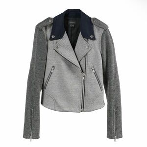 THEORY Adashi K Wool Blend Moto Jacket Black/Grey/Navy Size S